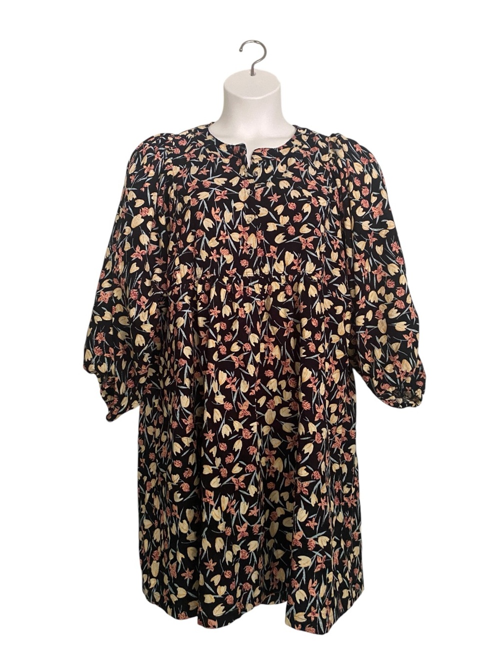 UMGEE Corduroy Tulip Dress NWT Floral Cottagecore Black Womens Plus Size 2XL